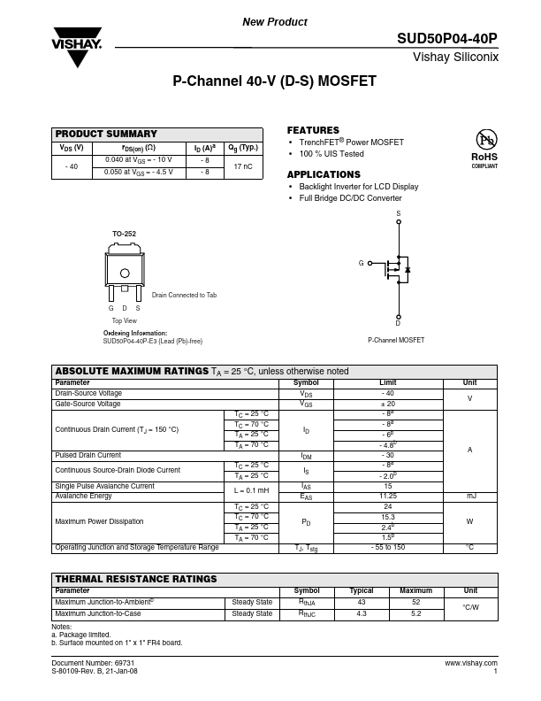 SUD50P04-40P