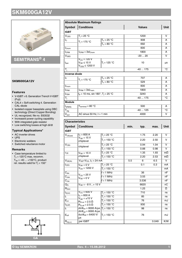 SKM600GA12V