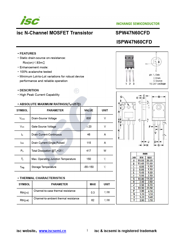 SPW47N60CFD