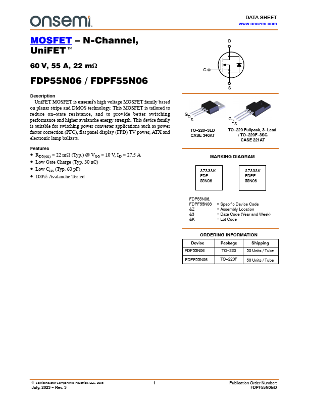 FDPF55N06