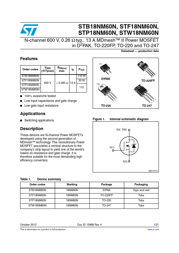 STW18NM60N