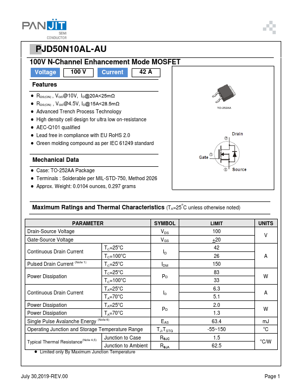 PJD50N10AL-AU