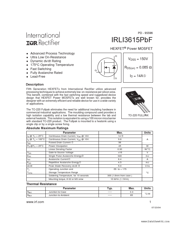 IRLI3615PBF