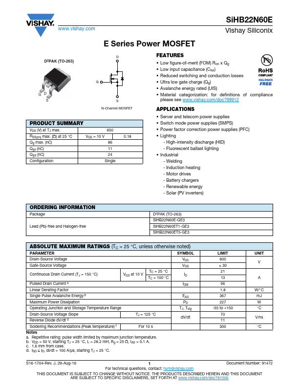 SiHB22N60E