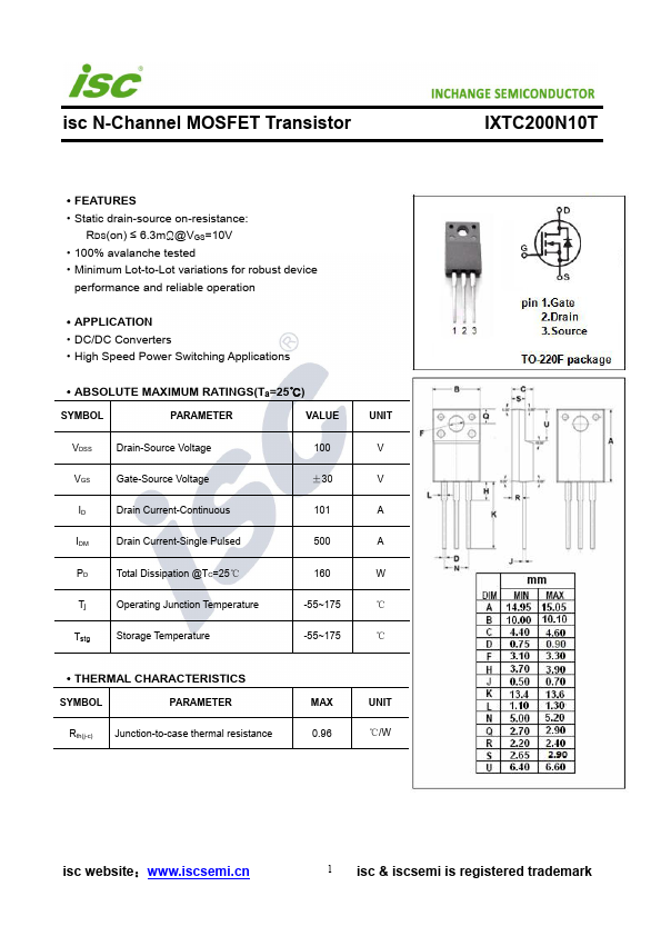 IXTC200N10T