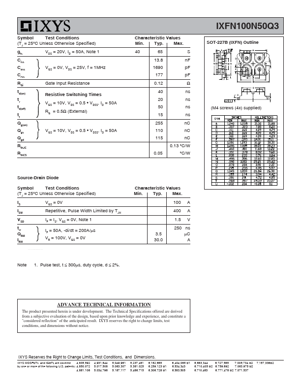 IXFN100N50Q3