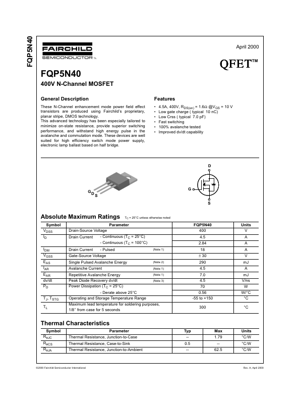 FQP5N40