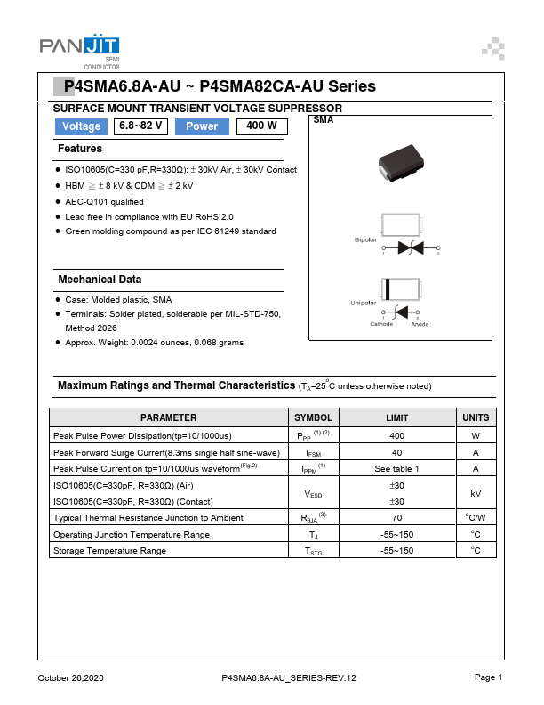 P4SMA9.1CA-AU