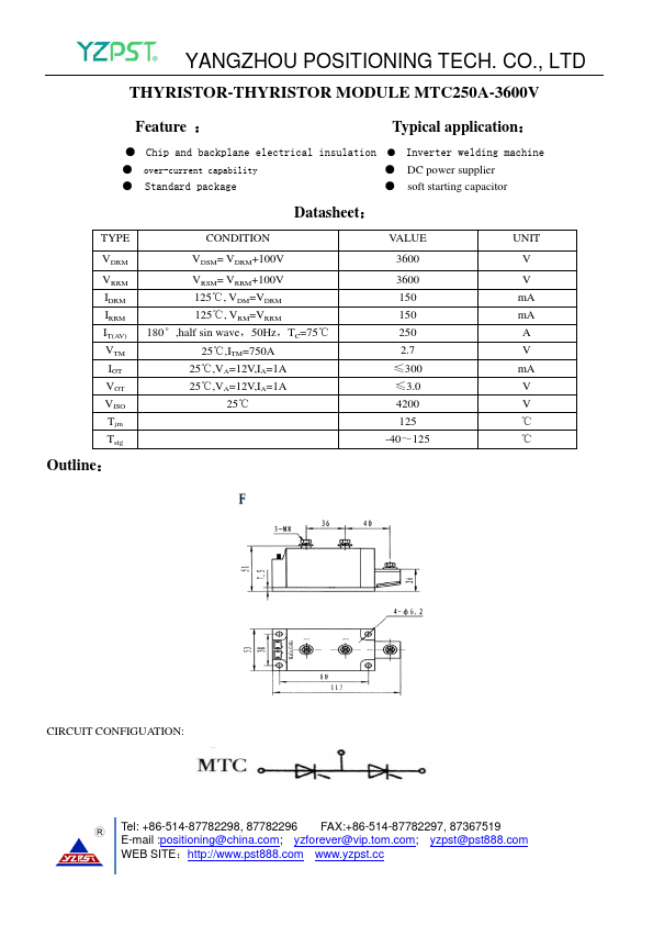 MTC250A-3600V