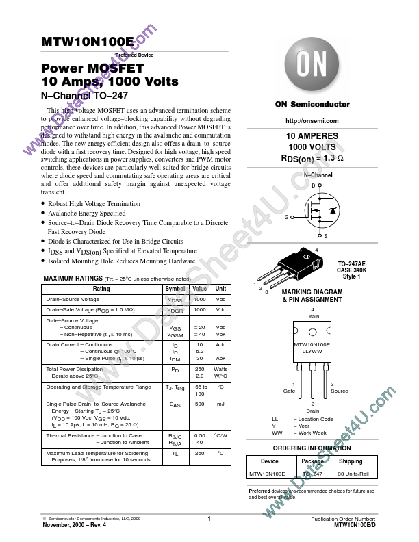 MTW10N100E