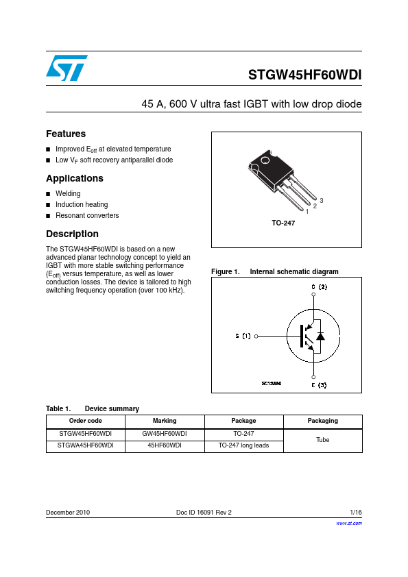 STGW45HF60WDI