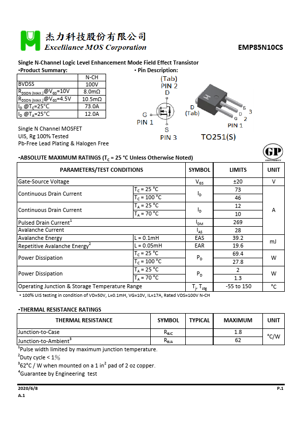 EMP85N10CS