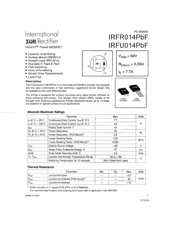 IRFR014PBF