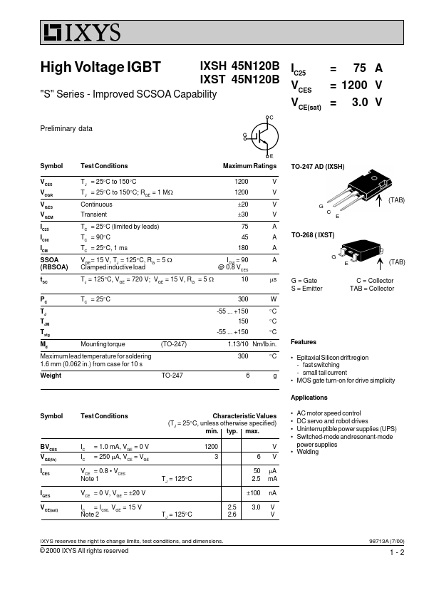 IXSH45N120B