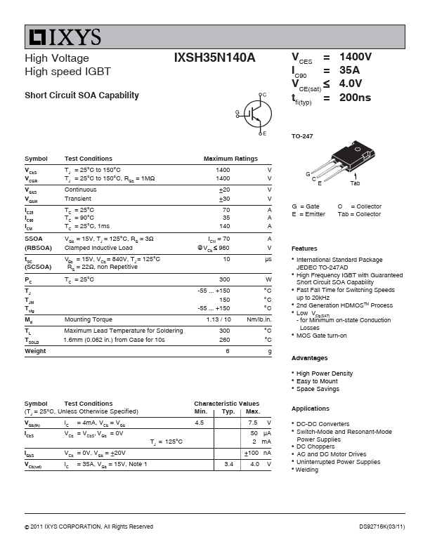 IXSH35N140A