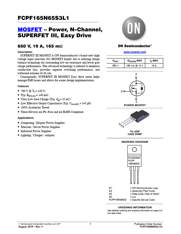 FCPF165N65S3L1