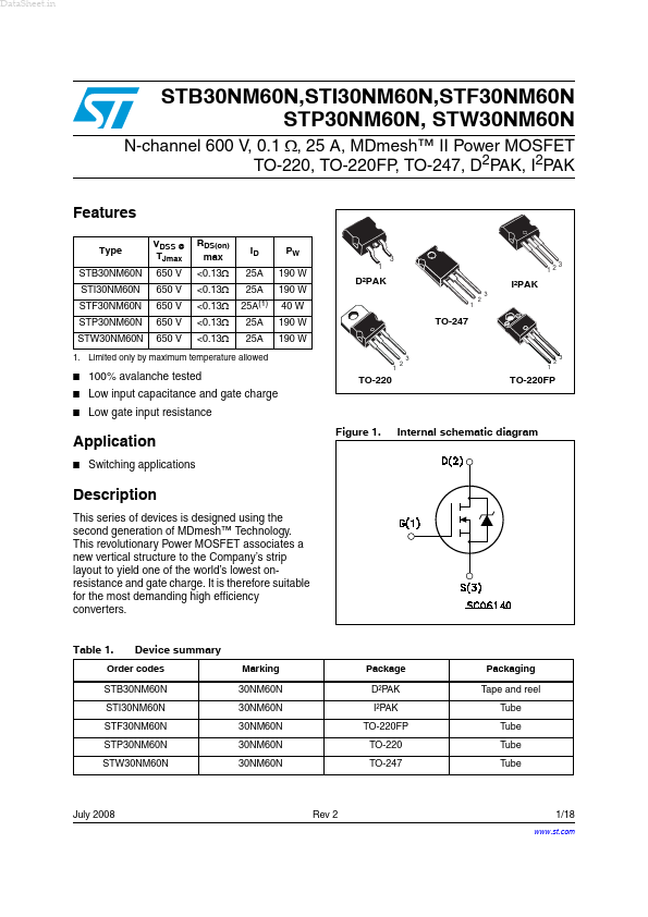 STB30NM60N