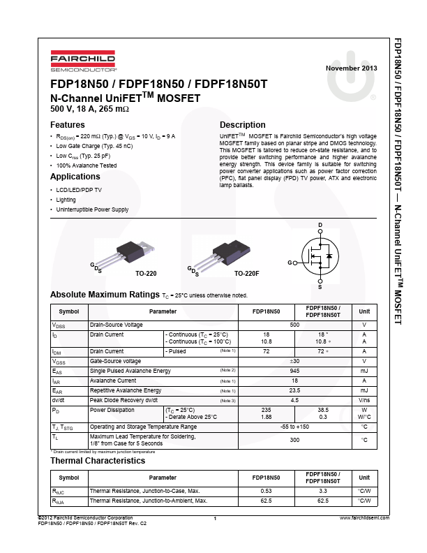 FDPF18N50