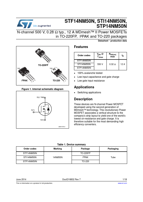 STI14NM50N