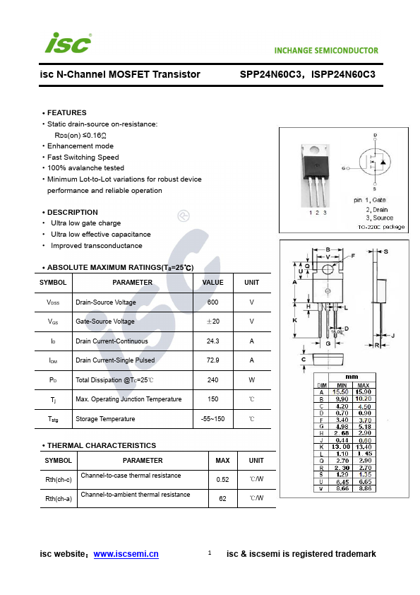 SPP24N60C3