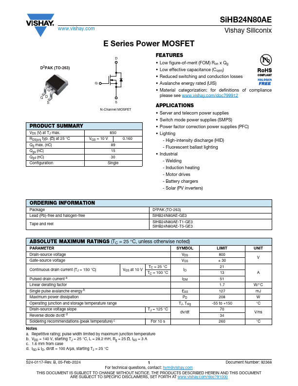 SiHB24N80AE