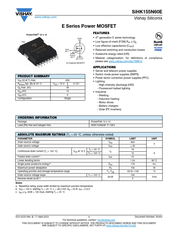 SiHK155N60E