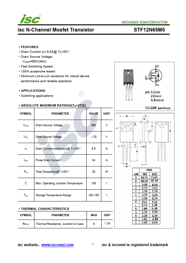 STF12N65M5