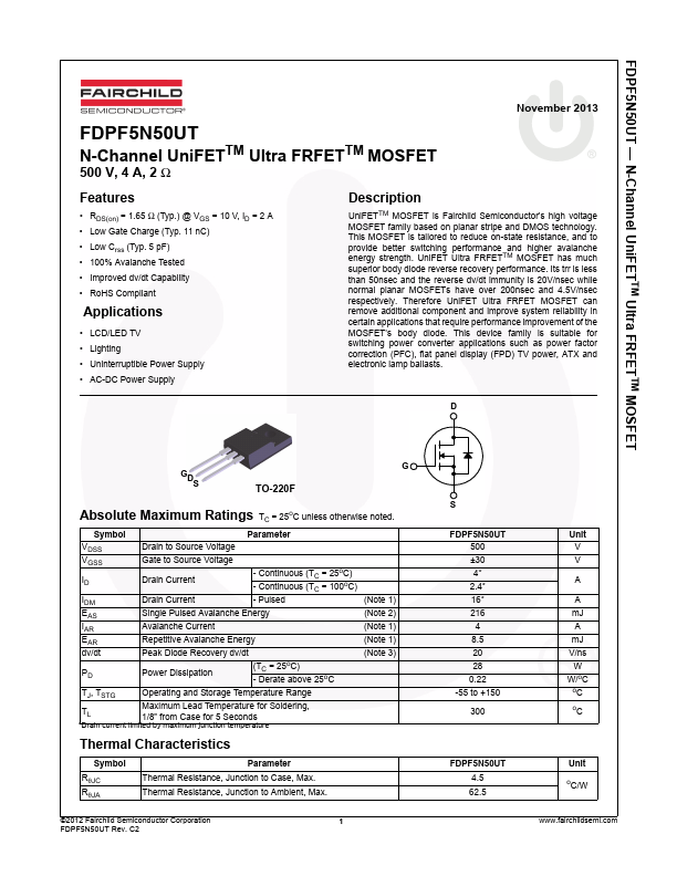 FDPF5N50UT