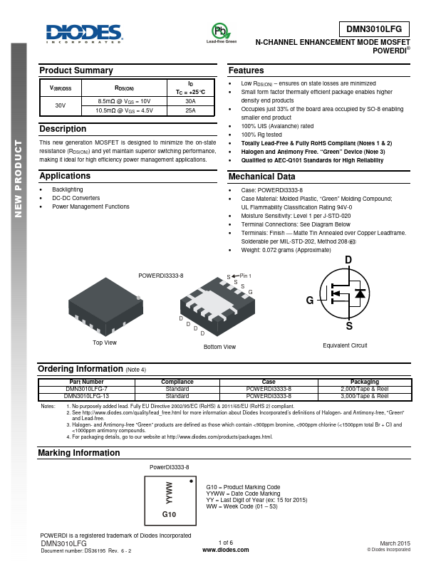 DMN3010LFG