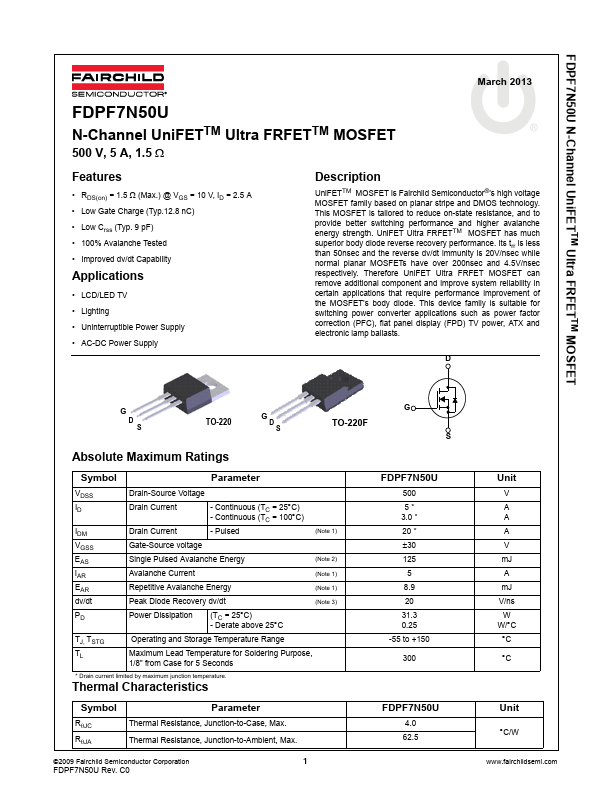 FDPF7N50U