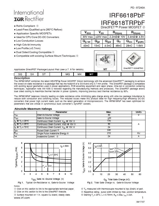 IRF6618TRPbF