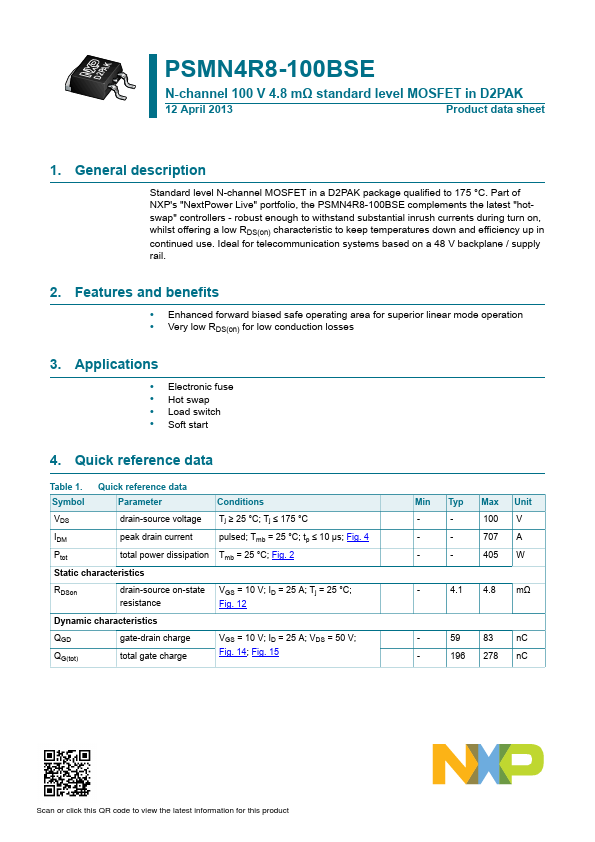 PSMN4R8-100BSE