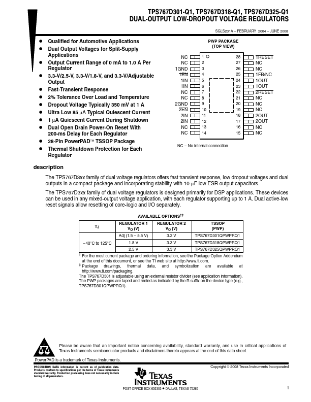 TPS767D301-Q1