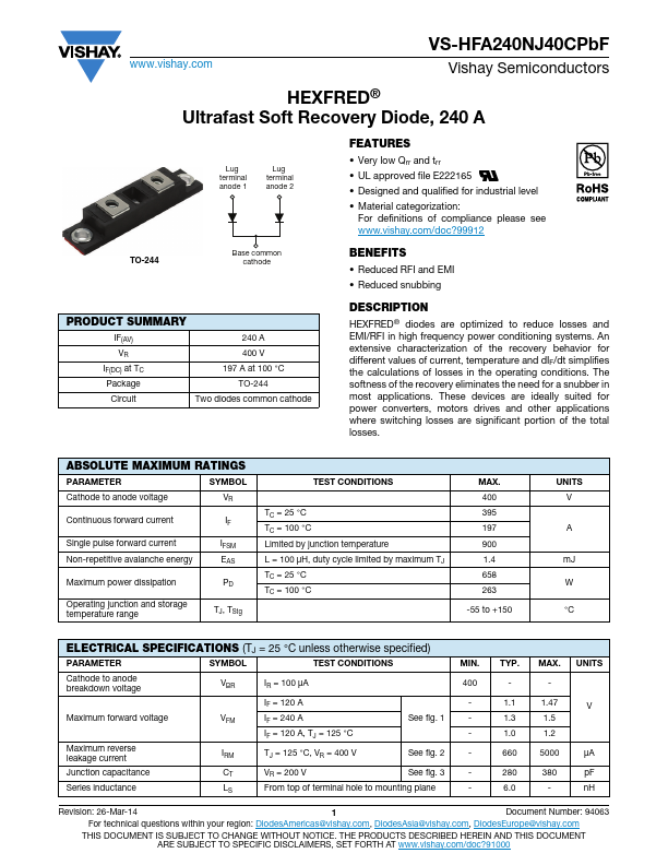 VS-HFA240NJ40CPbF