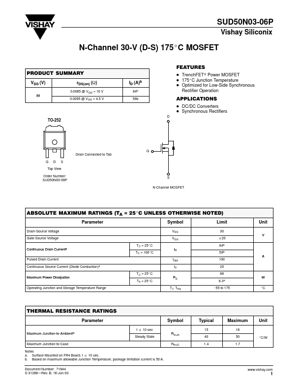 SUD50N03-06P