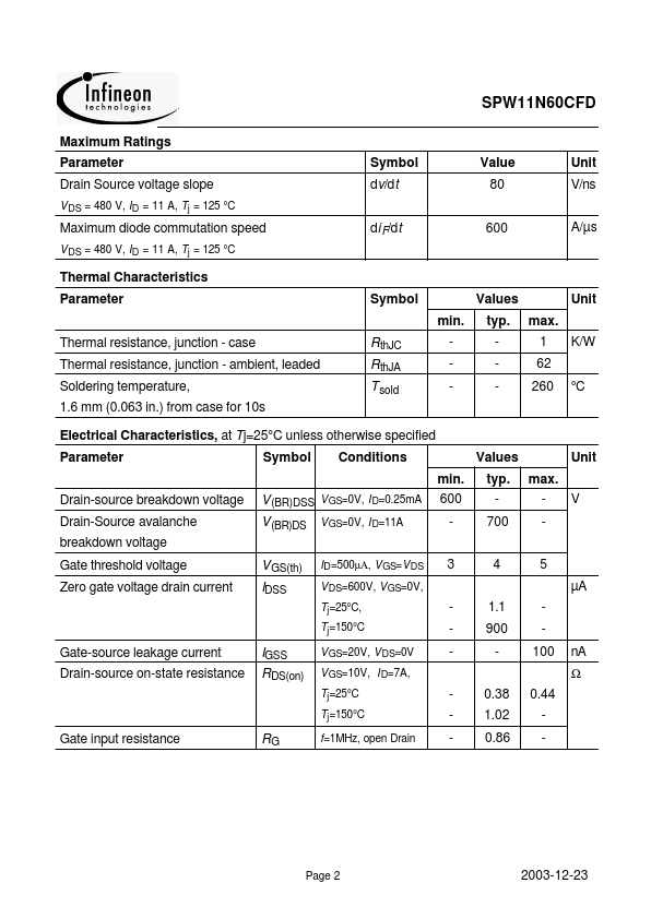 SPW11N60CFD