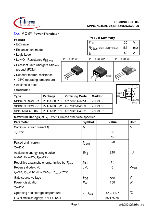 SPP80N03S2L-06