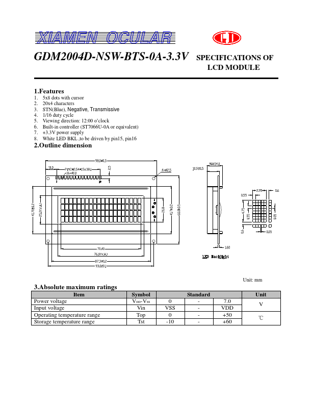 GDM2004D-NSW-BTS-0A-3.3V