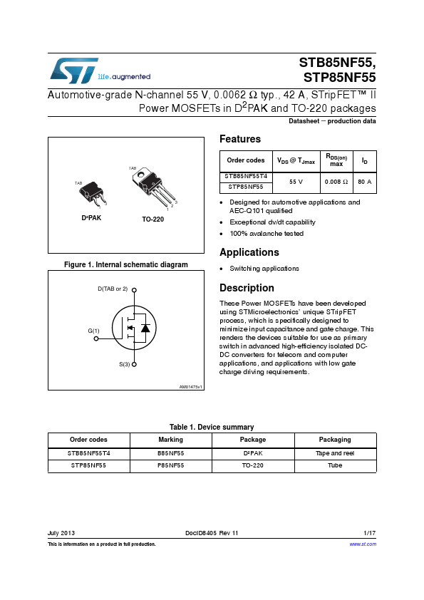 STB85NF55