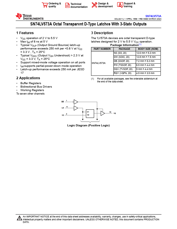 SN74LV573A