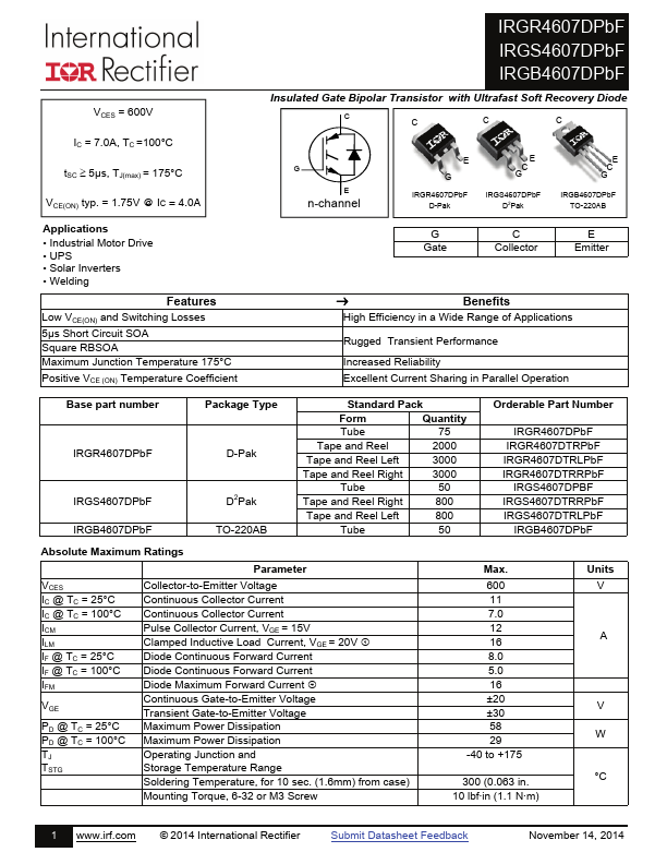 IRGS4607DPBF