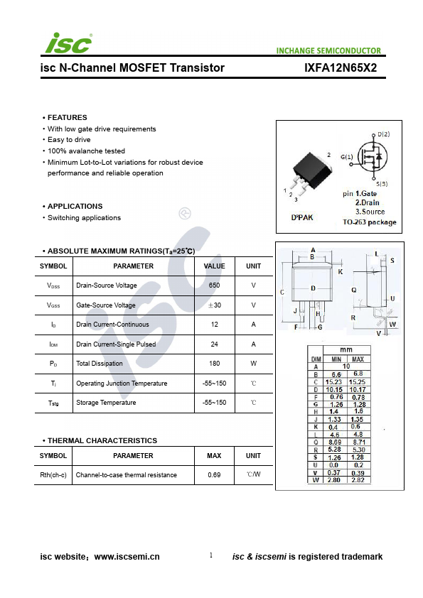 IXFA12N65X2