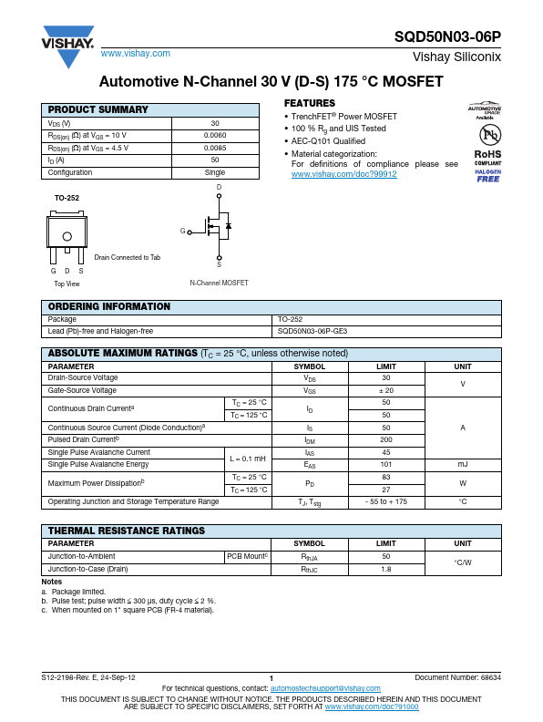 SQD50N03-06P