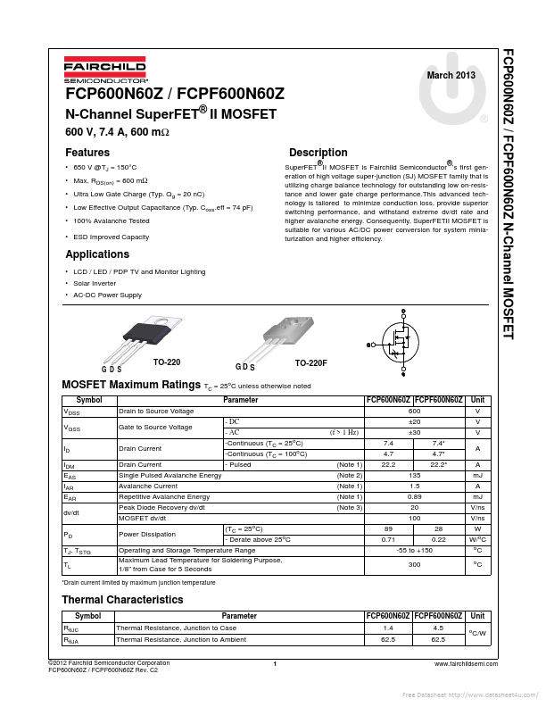 FCPF600N60Z