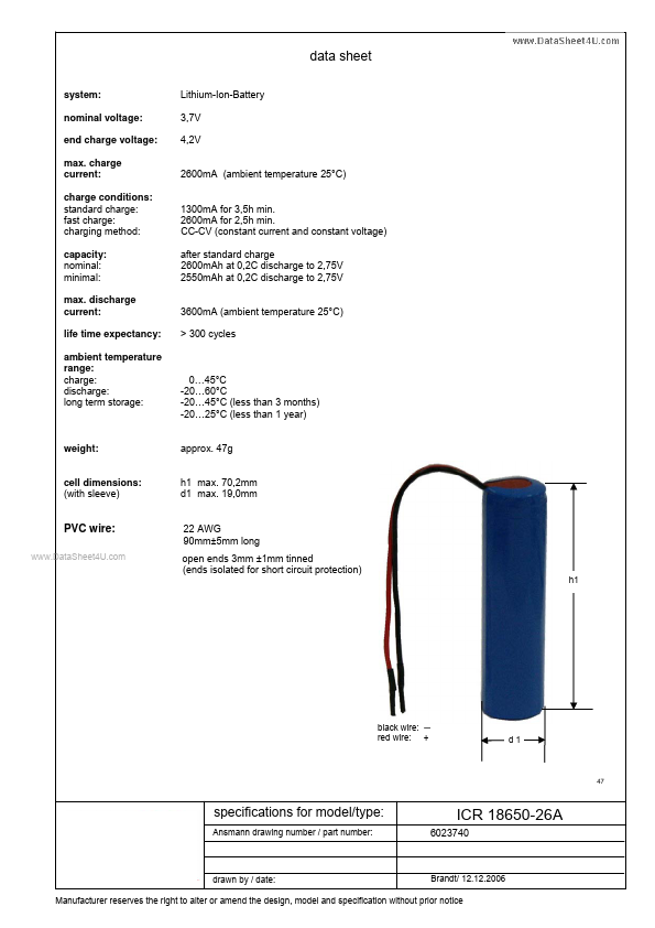 ICR18650-26A