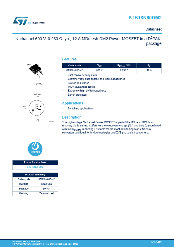 STB18N60DM2