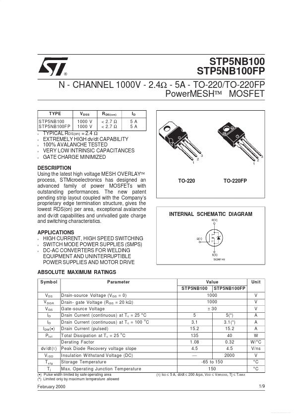 STP5NB100FP