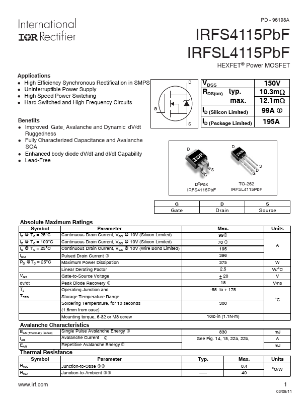 IRFS4115PbF