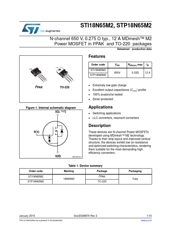 STP18N65M2