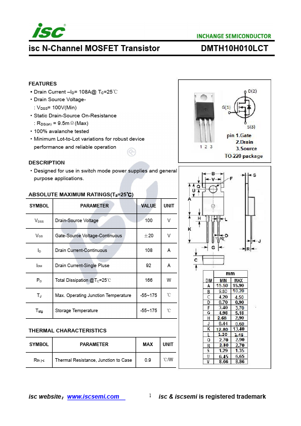 DMTH10H010LCT